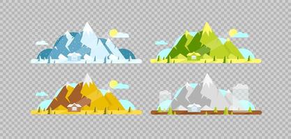 Mountain and house objects set vector