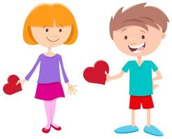 Valentine card with girl and boy characters vector