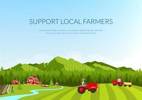 Support local farmers banner vector