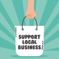 Support local business campaign with shopping bag vector