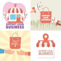 Support local business campaign set vector