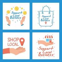 Support local business campaign set vector