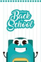 Back to school composition with kawaii character vector