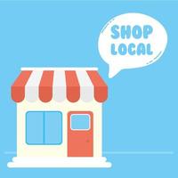 Support local business campaign with store building vector