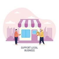 Support local business campaign with store building vector