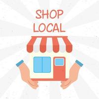 Support local business campaign with store building vector