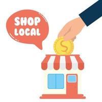 Support local business campaign with store building vector