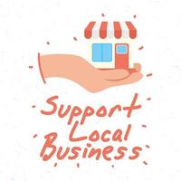 Support local business campaign with store building vector