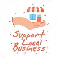 Support local business campaign with store building vector