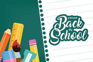 Back to school poster with school materials vector