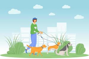 Dog walking in the park vector