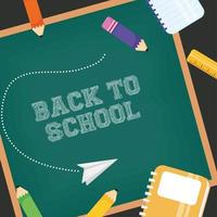 Back to school poster with colored pencils vector