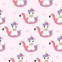 Unicorn Summer flamingo float swimming pool ring pattern vector