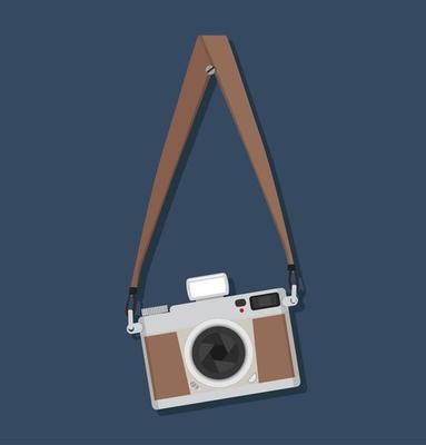 Flat style vintage camera hanging