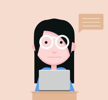 young woman  use computer flat design vector