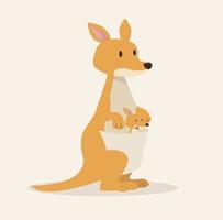 Kangaroo With Baby Kangaroo vector