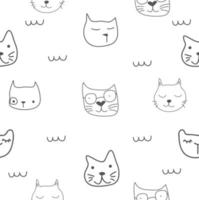 seamless face cat pattern vector