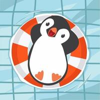 penguin swimming at the pool vector