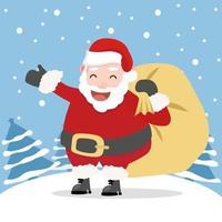 santa claus with tree background vector