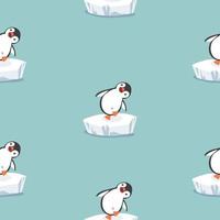 funny penguin on ice floe pattern vector