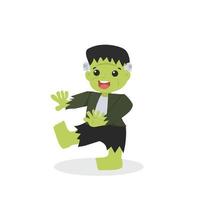 Halloween green Frankenstein character vector