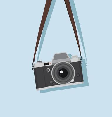 hanging vintage camera  in a flat style