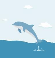 saltando delfines en el vector de mar