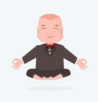 Happy businessman  meditating  yoga vector