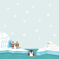 North pole Arctic  in the ocean background vector