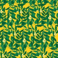 Avocado on yellow pattern background vector