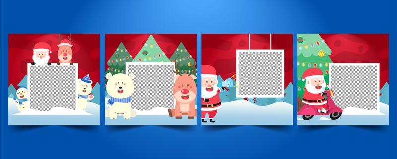 Set of Merry Christmas Social media templates