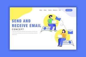 Landing Page Template With Send and Receive Email Concept vector