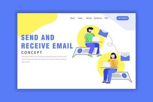 Landing Page Template With Send and Receive Email Concept vector