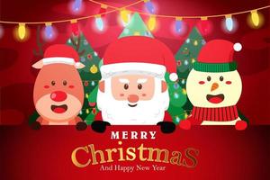 Merry Christmas and Happy new year card design vector