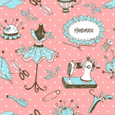 Seamless pattern on the theme of tailoring