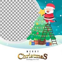 Merry Christmas Background with cute santa and tree vector