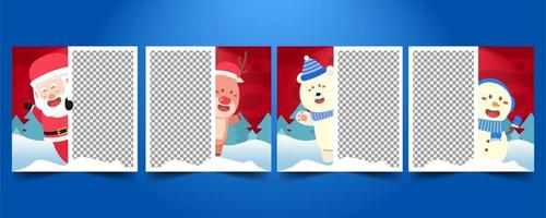 conjunto de plantillas de redes sociales de feliz navidad vector