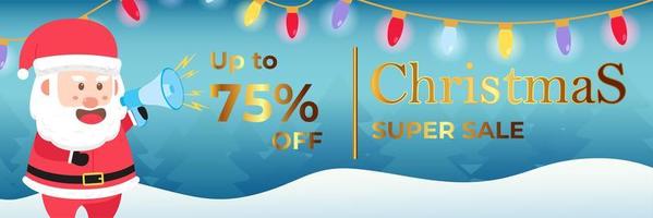 banner de navidad super venta hasta 75 por ciento vector