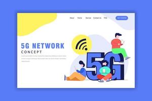 Flat Design Concept Of 5G Network vector