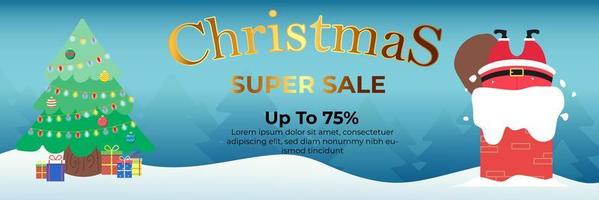 Christmas Banner Super Sale Up To 75 percent vector
