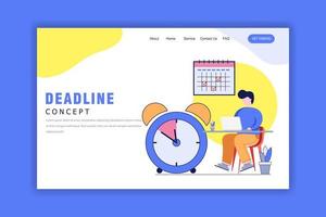 Flat Design Concept of Deadline Landing Page vector