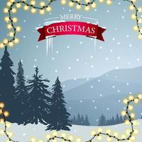 Merry Christmas postcard with greeting sign vector