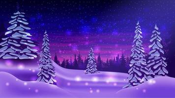 Winter landscape with snow covered pines vector