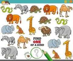 One of a kind game for kids with animals vector