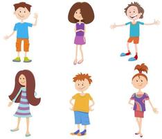 dibujos animados niños felices hormiga adolescentes personajes conjunto vector