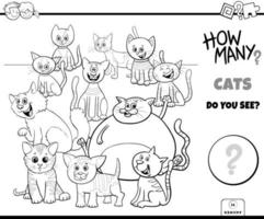 Counting cats educational game color book vector