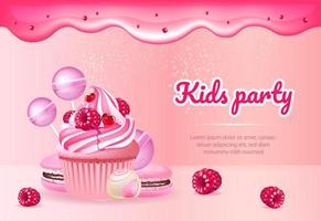 Kids party banner template vector