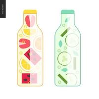 Two bottles of detox water vector