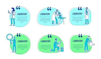 Laboratory character quotes set vector