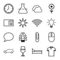 Set of 16 linear icons vector